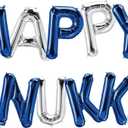 Izzy 'n' Dizzy Hanukkah Balloon, Happy Hanukkah, Happy Chanukah 16 inch Letter Balloons, Silver and Blue
