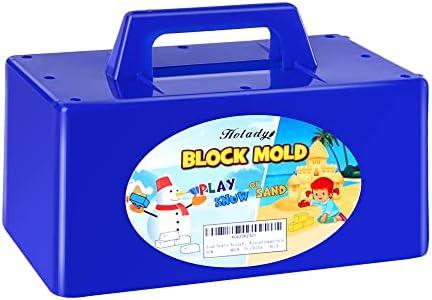 Holady Snow Fort Building Block, Snow Brick Maker and Sand Castle Mold, Beach and Snow Toys Kits for Kids, Outdoor Winter and Summer Fun Set Toys-Blue