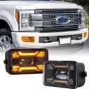 F150 LED Fog Lights, 4inch Fog Lights Upgrade X Design with Amber Turn Signal LED Front Bumper Fog Lamps Compatible with Ford F150 2015-2020 Ford Super Duty 2017 2018