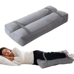 HOMBYS Knee Pillow for Side Sleepers with Elastic Straps, 4" Height Cotton Cover Leg Pillow for Aligns Spine & Relieves Pressure Hip & Leg Elevation, Supportive Pillow for Lower Back, Grey