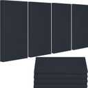 4 PCS Fabric Acoustic Panels,24''x12''x2'' Sound Proof Panels for Walls,Acoustic Wall Panels, Self-adhesive Soundproof Wall Panels for Echo Absorption for Home Studio Office (Black)
