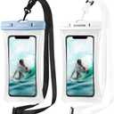 CACOE [Floatable] Floating Universal Waterproof Phone case 2 Pcs-Up to 7.0",Waterproof Phone Pouch with Adjustable Neck Lanyard,IPX8 Cellphone Dry Bags for Beach Pool Swimming White+Blue