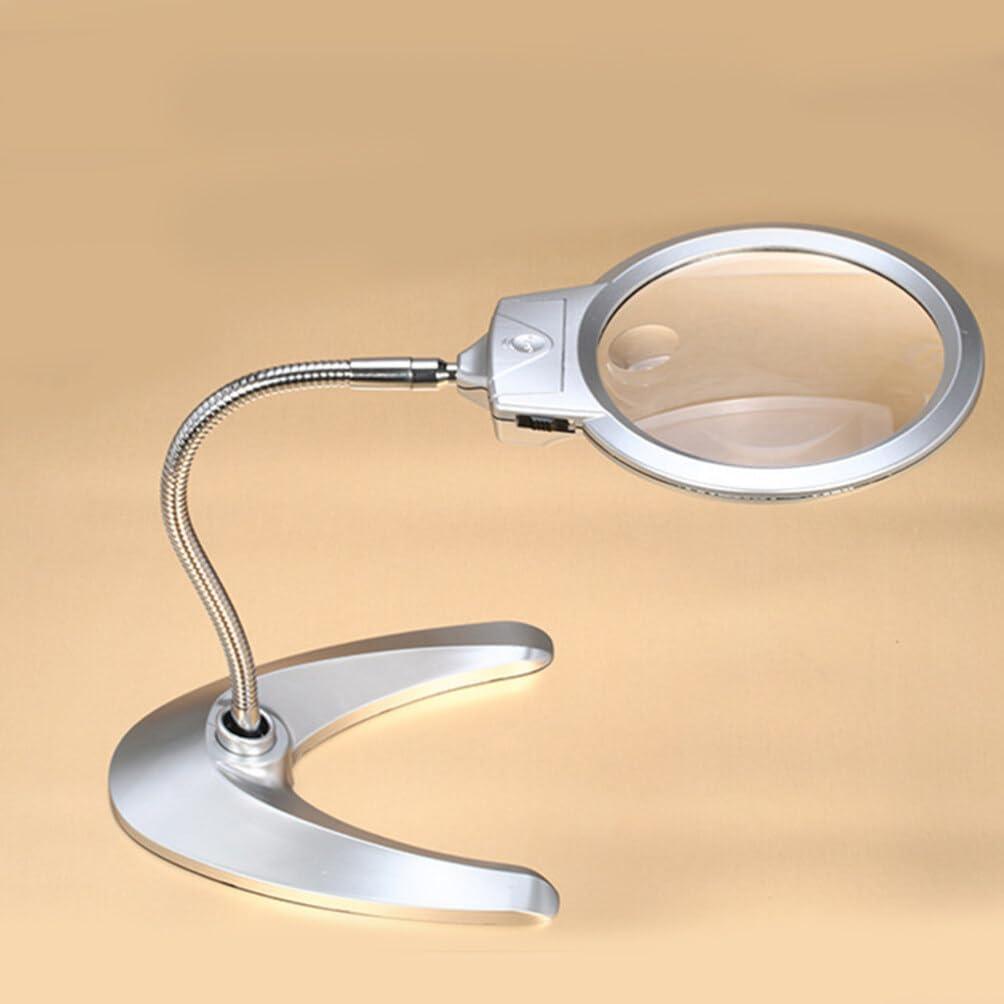 Uonlytech Glass Light Table Magnifier Illuminated Magnifier Table lamp with Lights Bracket Working lamp Bendable