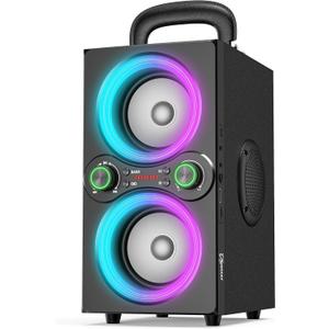 TPyesss Bluetooth Speakers, 80W(Peak) Wireless TWS Portable Bluetooth Speaker, Beat-Driven Lights, 100dB Loud Stereo Speaker with BassUp, Speakers with Subwoofer for Outdoor, Party, Camping (DeepBlack)