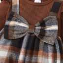 Newborn Baby Girl Plaid Outfits Long Sleeve Ruffle Jumpsuit One Piece Romper Infant Fall Winter Clothes (3-6 Months, Brown)