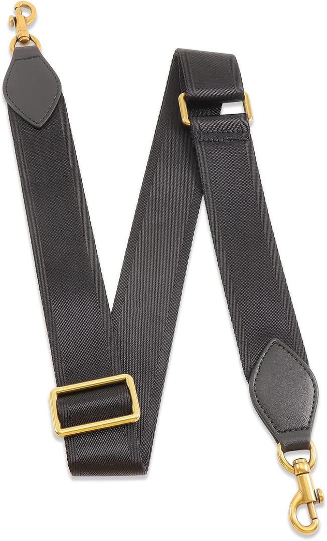 Purse Strap Replacement Crossbody Handbag Stripe Wide Adjustable (Black)