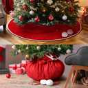 Red Christmas Tree Skirt Gift Bag 36 Inches, Design with Cord Drawstring Red White Tree Skirt Gift Bag for Home Winter Holiday Christmas Party Decor