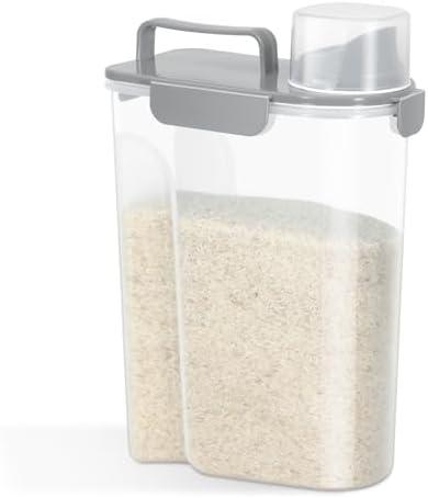 TBMax Rice Container 10 Lbs Kitchen Pantry Food Storage Container, Small Pet Dog Cat Food Container Dispenser 6 Lbs, Plastic Rice Cereal Flour Holder with Cup for Dry Food Storage Organization