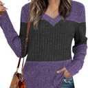 Womens Tops Fall Fashion Sweatshirts for Women V Neck Long Sleeve Sweaters Lightweight Dressy Casual Pullover Size S