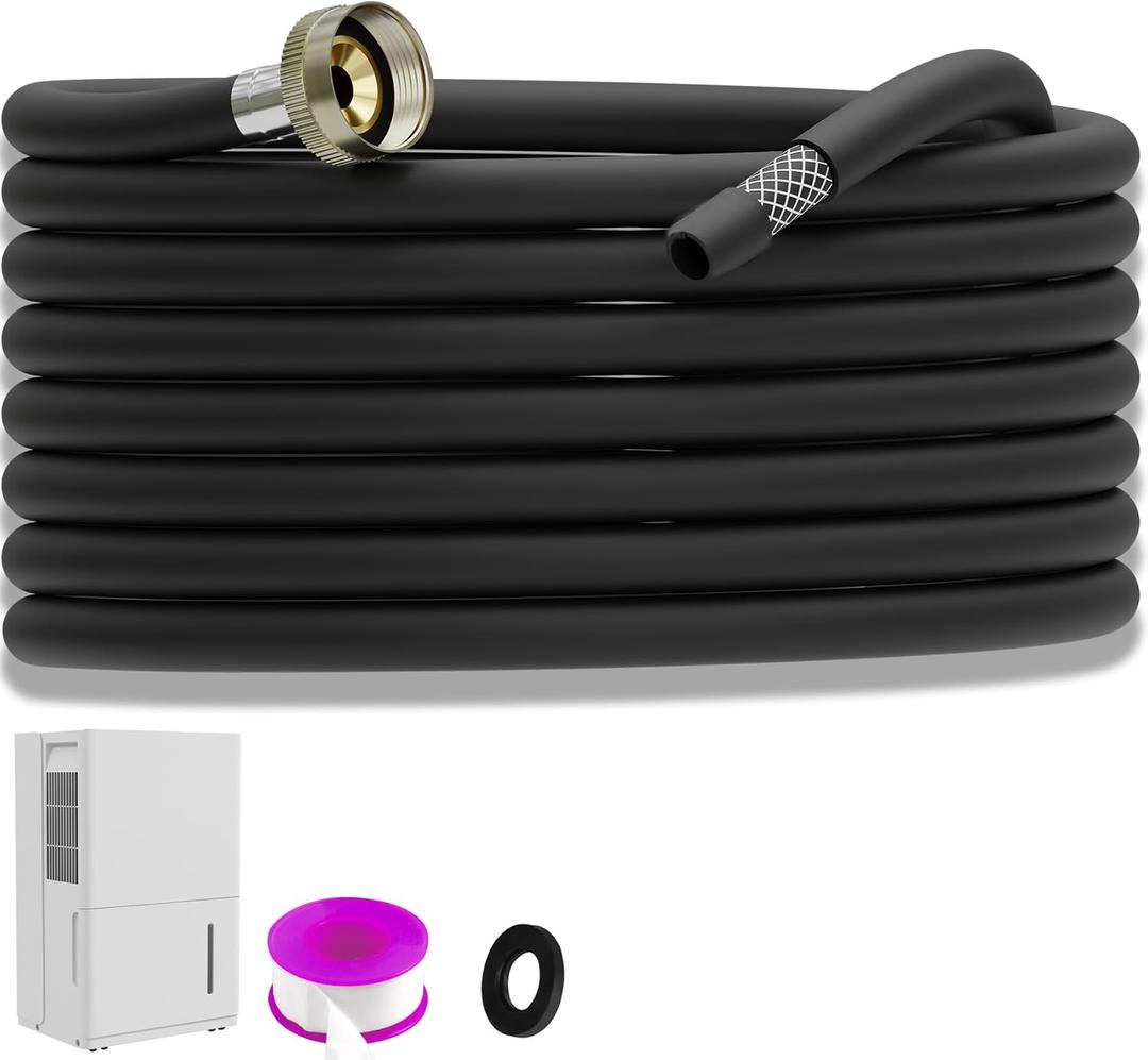 30FT Dehumidifier Drain Hose with 3/4 Inch FHT Leak-Proof and Rust-Resistant Connector Portable AC Tangle-Free Thickened Drain Hose Indoor Perfectly Fit Most Dehumidifier Models