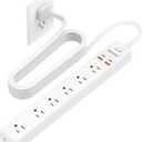 10 Ft Power Strip Surge Protector - 7 Outlets 4 USB Ports (2 USB C), Ultra Thin Flat Extension Cord & Flat Plug, 1700 Joules, Wall Mount, Desk Charging Station for Home Office Dorm, White