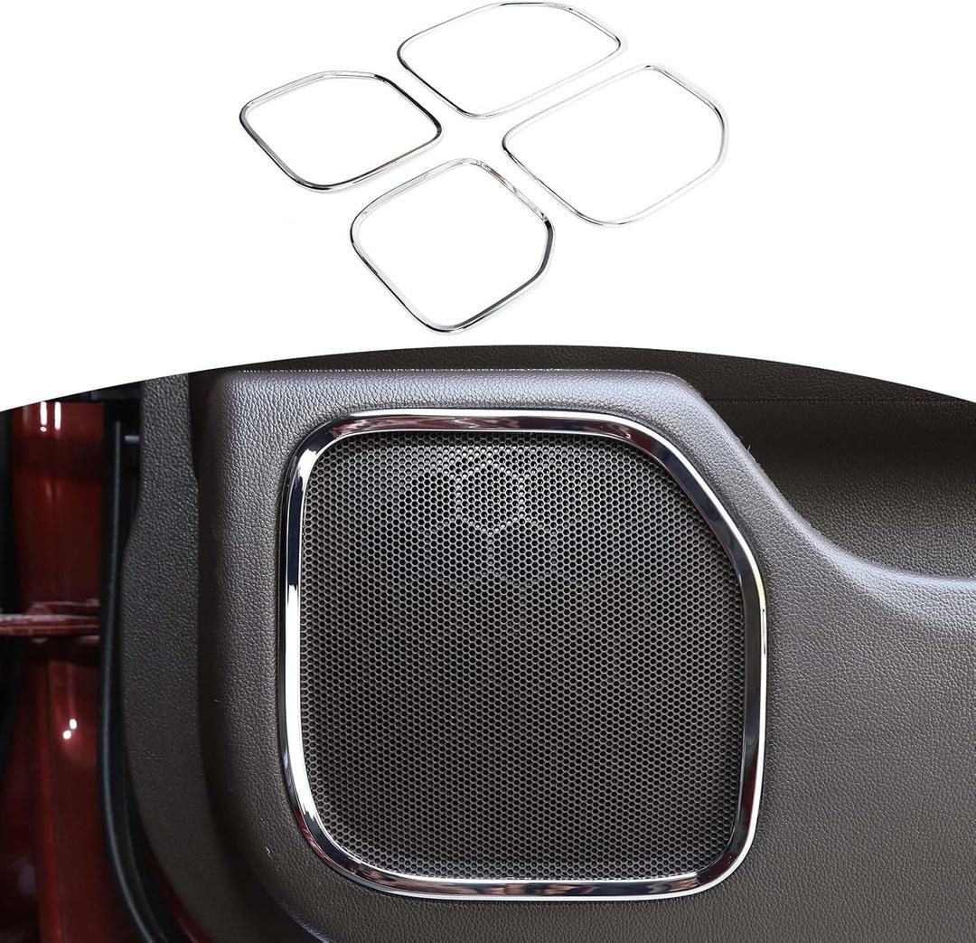 RT-TCZ for Silverado Chrome Door Speaker Frame Trim Cover for Chevy Silverado GMC Sierra 2014 2015 2016 2017 2018 Chrome Interior Accessories 4pcs