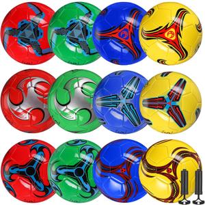 12 Pcs Soccer Balls for Teen Adult Bulk Deflated Soccer Ball with Pump Size 5 Indoor Outdoor Training Practice for School Sports Game Birthday Gifts Party Back to School (Bright)