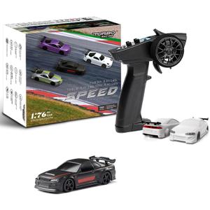 Turbo RC 1:76 Mini Sports Car 4CH 2.4GHZ Remote Control Full Proportional RTR Kit with 2 Replaceable Body Shell (C74-Black)