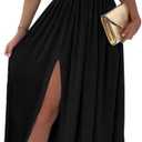 Womens 2025 Formal Dresses Wrap V-Neck Ruched Sexy Bridesmaid Wedding Guest Maxi Dresses (Small, Black)
