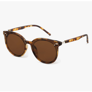 Livho Polarized Sunglasses, Retro & Oversized Shades for Women with Round Lenses, A1 Brown Tortoise/Brown