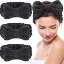 Hicarer 3 Pieces Towel Headbands for Women Makeup Spa Headband for Washing Face Shower (Black)
