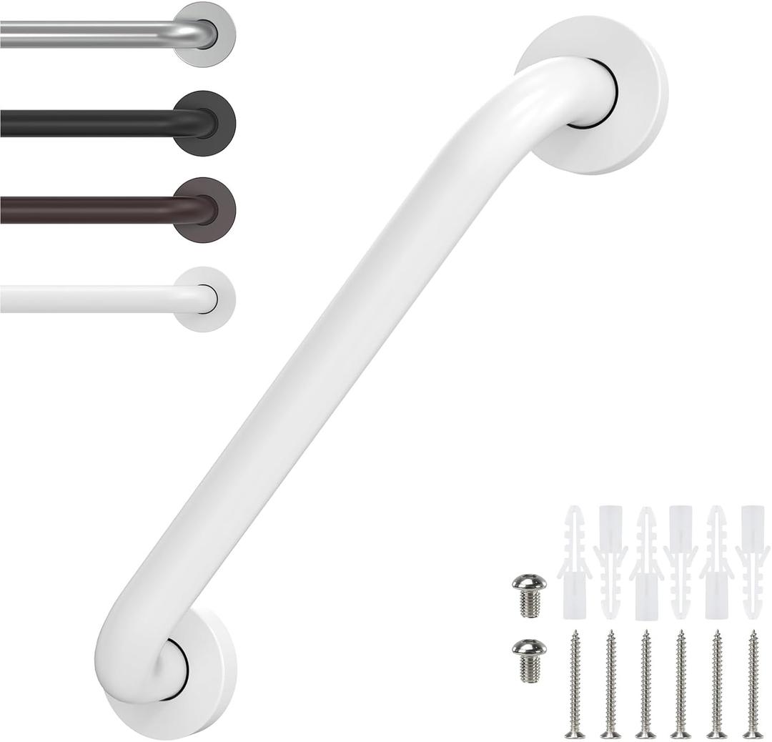 12 Inch Grab Bars for Wall White, Safety Shower Grab Bars for Seniors Elderly Handicapped, Handicap Grab Bars for Shower with Concealed Screws, Tesuchan