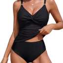 Blooming Jelly Womens Tankini Swimsuits Tummy Control Modest 2 Piece Swim Suits 2026 High Waisted Bathing Suit (Black, M)
