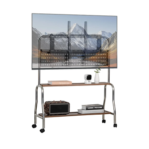 Universal TV Stand Mobile TV Stand with Silent Casters and Wooden Shelves, Rolling TV Cart for Home, Office, Hotel