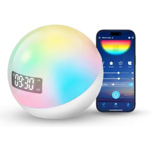 Sunrise Alarm Clock, Natural Wake Up Light with 44 Non-Looping Soothing Sounds, White Noise Machine for Sleeping, 10-Color Night Light with App & Timer, Sound Machine for Bedroom Adults Kids Baby