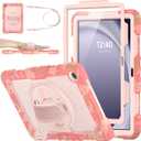 SEYMAC stock Case for Samsung Galaxy Tab A9+ Plus 11'', Full-Body Drop Protection Case with Screen Protector Pencil Holder [360 Rotating Hand Strap] &Stand, Pink Camo