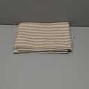 jinchan Striped Linen Kitchen Curtains 30 Inches Length Tier Curtains Farmhouse Modern Cafe Style Small Window Treatments Airy Light Filtering Rod Pocket for Living Room Bathroom 2 Panels Tan