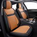 LINGVIDO Universal Car Seat Cover, Breathable and Waterproof Faux Leather Automotive Seat Covers for Cars SUV, Sedan (Front Seat, Brown & Black)