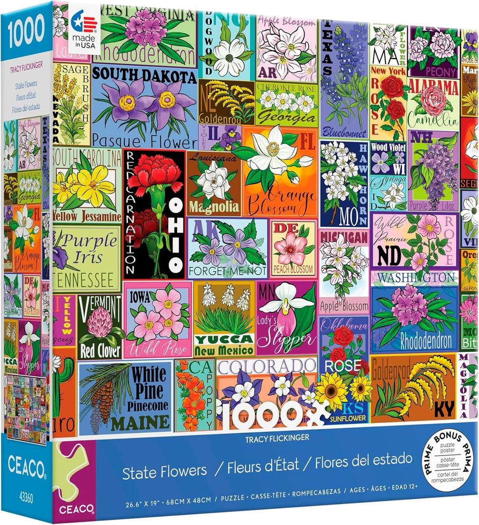 Ceaco - Tracy Flickinger - State Flowers - 1000 Piece Jigsaw Puzzle
