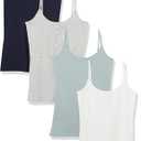 Amazon Essentials Women's Slim-Fit Camisole, Pack of 2, Navy/Turquoise Green, Medium