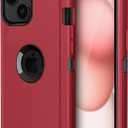 Jiunai for iPhone 15 Case, Heavy Duty Drop Protection Screenless Dual Layer Shockproof Rugged Tough Bumper Dust Proof Phone Case Compatible with iPhone 15 6.1 inches 2023 - Red