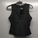 Trendy Queen Womens Ribbed Button Down Sleeveless Shirts Summer Going Out Cropped Tank Top (Small, Black)