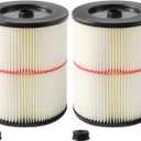17816 Filter for Craftsman Shop Vac 9-17816 Wet/Dry Vac Filter Replacement Cartridge Filter for Craftsman Vacuum Filter for 5/6/8/12/16/32 Gallon and Larger Vacuum Cleaner 2 Pack