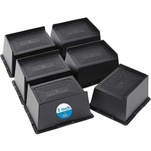 Bed Risers 2 inch, 3 inch, 4 inch, 5 inch, 6 inch Heavy Duty, Oversized Furniture Riser for Couch Sofa Table Desk Chair Recliner Leg Frame Dorm, Support up to 6000 Lbs (Black 3 inch, 6 Pack)