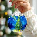 Starry Night Stained Glass Ornament, Christmas Ornaments  Christmas Tree Ornament, Holiday Decor, Xmas Stocking Stuffers, Gift Idea, Gifts for Art Lover, Coworker, Friend, and Family - Xmas Tree