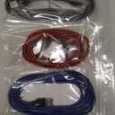 USB Type C Charger Cable 10ft 3 Pack, USB A to USB C Fast Charging Cord Compatible with iPhone 16 15 Pro Max Samsung Galaxy S24 S23 S22 S21 S20 S10, Android Cell Phones and More- Black Blue Red