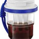 MHW-3BOMBER Cold Brew Coffee Maker Crossbody Portable 18oz - Iced Coffee Mug Tea Brewer Pitcher with Filter - Travel Coffee Tumbler for Gifts Car Office Gym, Blue M5772BL-OS