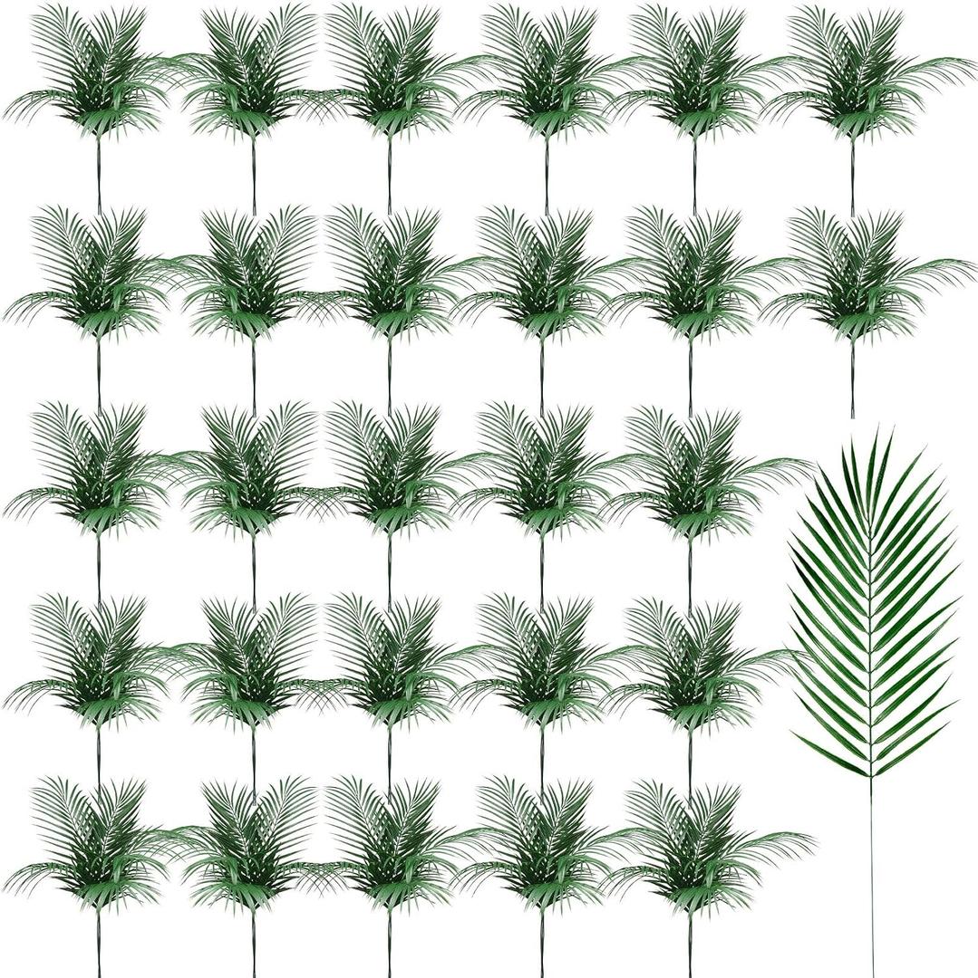 Jutom 200 Pcs 25 in Artificial Palm Leaves Decor Large Tropical Faux Plant