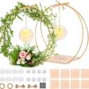 cenoz 8 Pack 12Inch Double Floral Hoop Centerpiece for Tables, Hoop Centerpiece Kit with Candle Light & Clear Acrylic Base, Metal Wreath Ring for DIY Table Wedding Decorations(Flower Not Included)