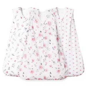 david's kids 3 Pack 100% Organic Cotton Baby Sleep Sack 18-24 Months, Ultra Soft Baby Wearable Blankets with 2-Way Zipper, Comfy Toddler Sleeping Bags for Boys Girls Neutral, X-Large Size, Floral