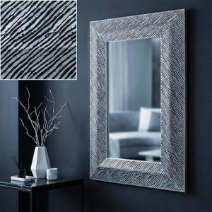 ULIKE Premium Two-Tone Designer Mirror 24x36 for Bathroom, Black and Silver Textured Frame Rectangle Wall Mirror, Tempered Shatter-Proof Decorative Mirror for Living Room Bedroom Entryway