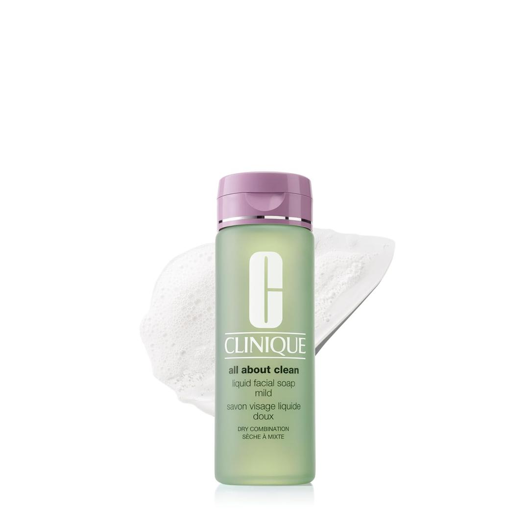 Clinique 3Step All About Clean Liquid Gentle Facial Cleanser Soap | Face Wash For Dry Combination Skin | Type 2, 6.7 Fl Oz