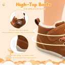 FEETCITY Baby Boots Boys Girls Infant Slippers Cozy Fleece Boots First Walking Shoes Warm Socks Newborn Crib Shoes (0-6 Months Infant, Brown)