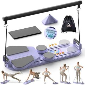 Canlanmu Pilates Board,Multifunctional Rebound Abdominal Board,Foldable Pilates Reformer Set, Ab Core Trainer Machine,Ab Exercise Board,Abs Workout Equipment for Women Home Gym Equipment,Purple