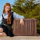 LARVENDER Carry On Luggage 22x14x9 Airline Approved, 20 Inch Expandable PC+ABS Hardside Carry On Luggage with Front Pocket Spinner Wheels TSA Lock for Women Men (Mocha)