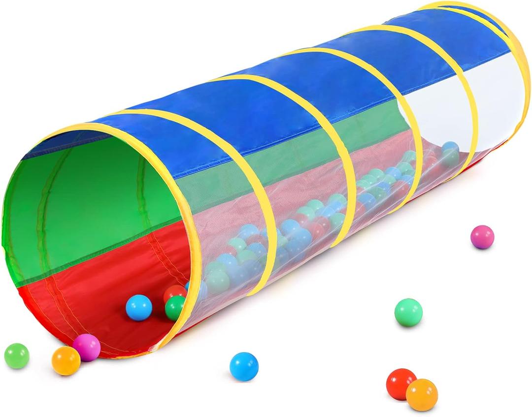 Hoohtoot Kids Crawl Through Play Tunnel, Pop Up Baby Play Tunnel for Toddlers, Game Toy Play Tent for Girl or Dog Cat Pet Tunnel, 47"D x 18"W x 18"H