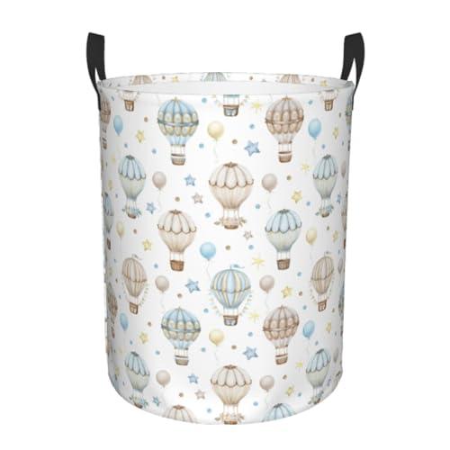 Gbuzozie Watercolor Hot Air Balloon Round Laundry Hamper Storage Basket Toys Clothes Organizer Bin For Home Bathroom Bedroom Dorm Nursery, 62l