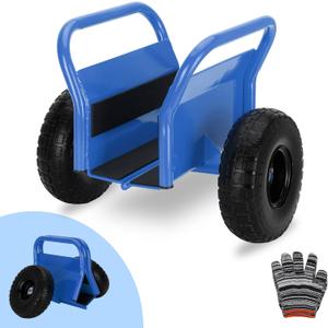 Heavy Duty Panel Dolly Slab Dolly Two Comfortable Handles 10 Inch Solid Rubber Tires Supports Up to 1000 Pounds All Terrain Movement Ideal for Heavy Drywall Sheets and Door Material Transport (Blue)