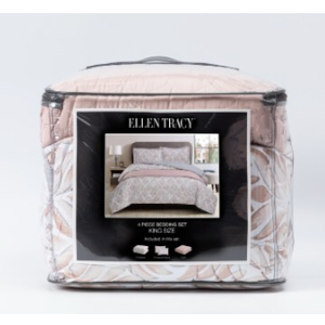 Ellen Tracy 4 Piece Bedding Set 1 Comforter 104x90 In 2 Comforter Shams 20x36 In 1 Quilt 104x90 In