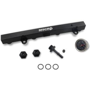 Aluminum Fuel Rail with Oil Gauge Kit Fit for Honda Civic Acura RSX K-series K20 K24 Engines (Black)